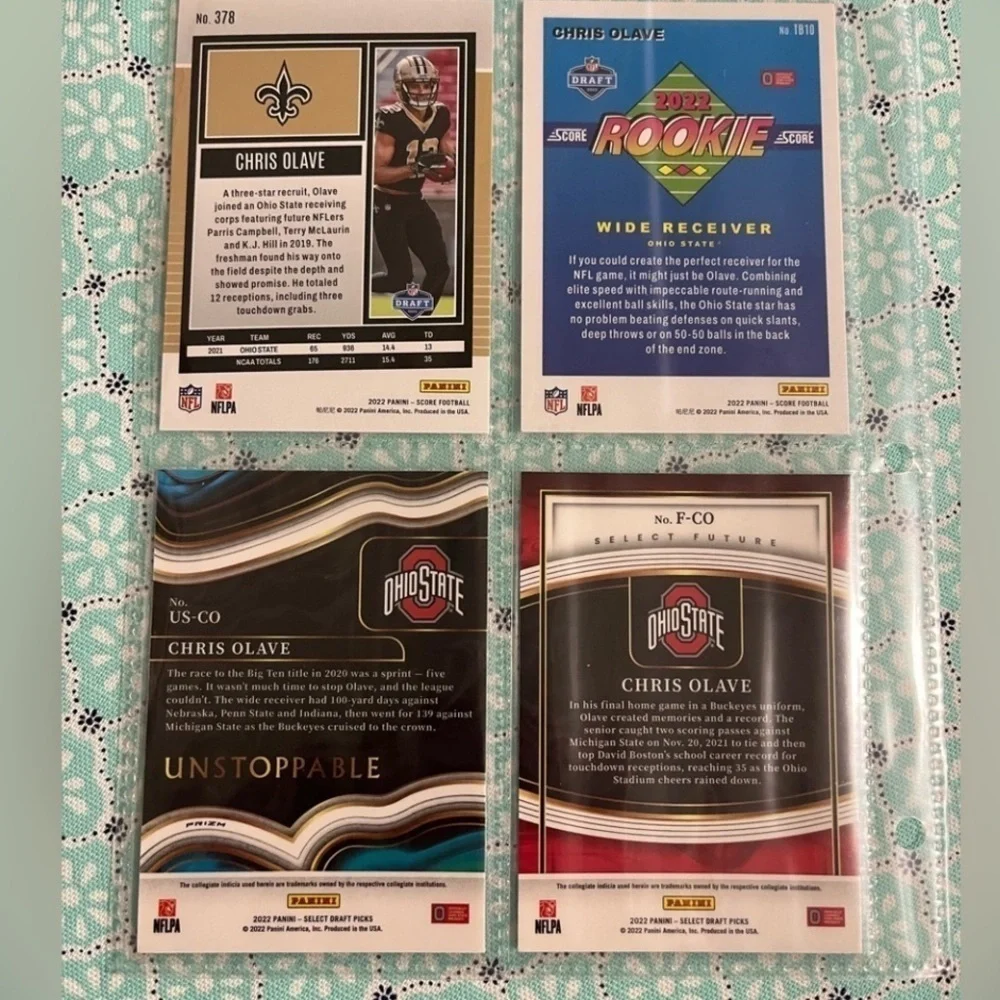 🏈 Chris Olave, 4 NFL Football Trading Cards